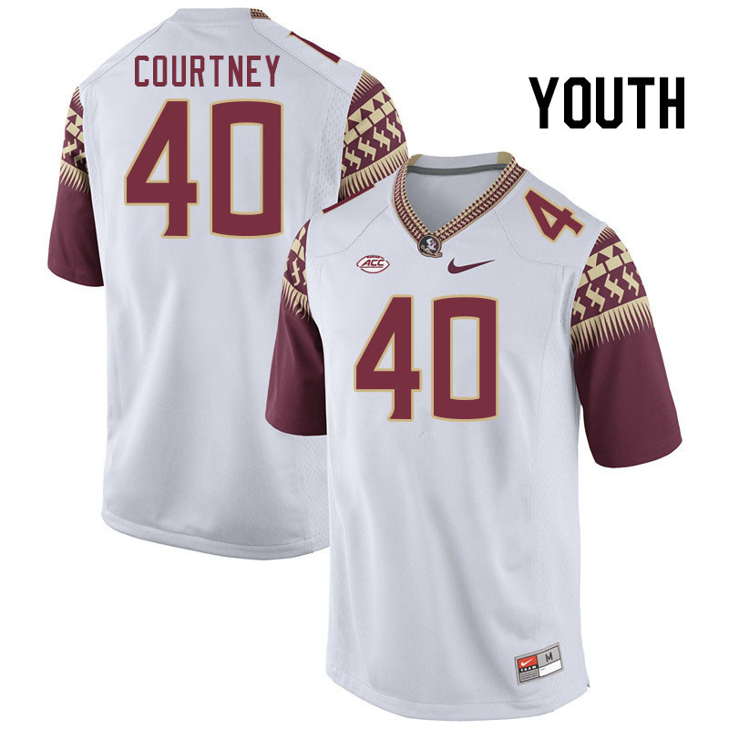Youth #40 Brian Courtney Florida State Seminoles College Football Jerseys Stitched Sale-White